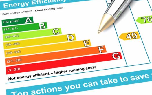 Energy Performance Certificate example for Greek property buyers, showing energy ratings from A plus to G, indicating efficiency levels.