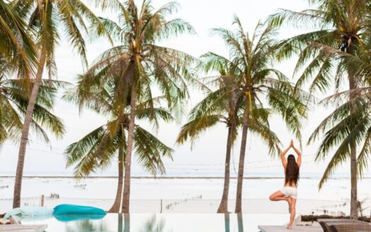 A luxurious retreat offering spa services and yoga sessions amidst scenic landscapes.