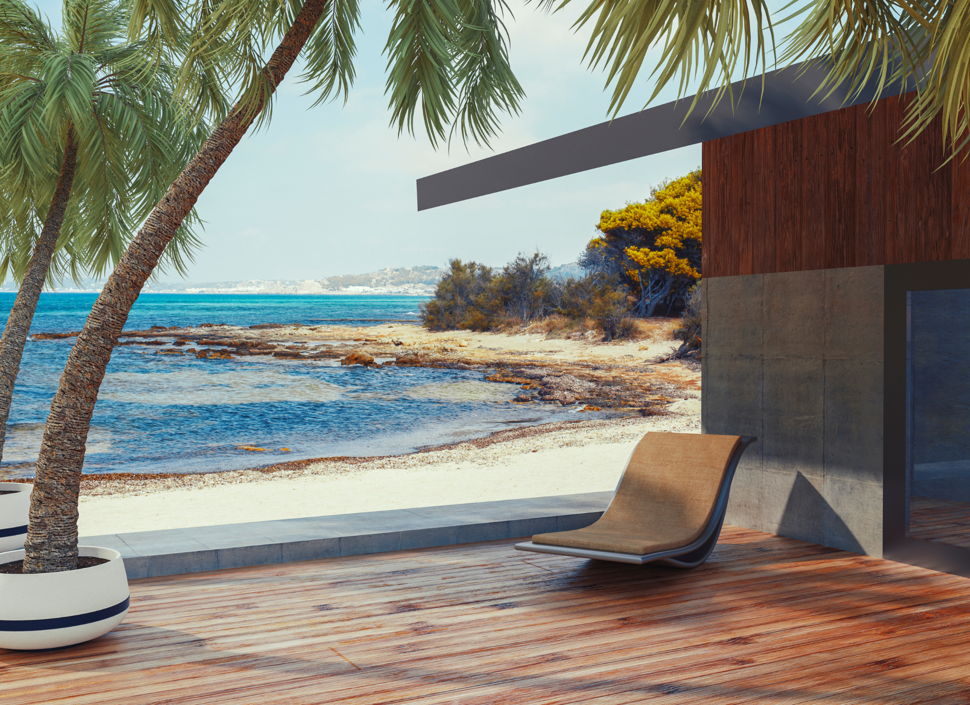 Seaside villa in Greece with stunning views of the ocean, showcasing a renovated property with traditional and modern design elements.