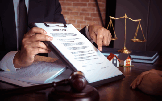 Real estate lawyer reviewing property documents in Corfu