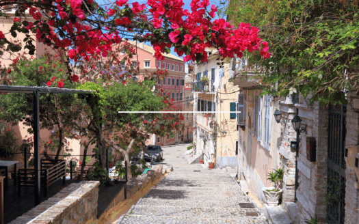 Charming streets of Corfu Town with Venetian-style architecture