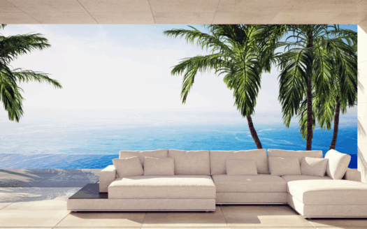 Beachfront property in Corfu with a spacious garden and swimming pool, ideal for vacation homes.