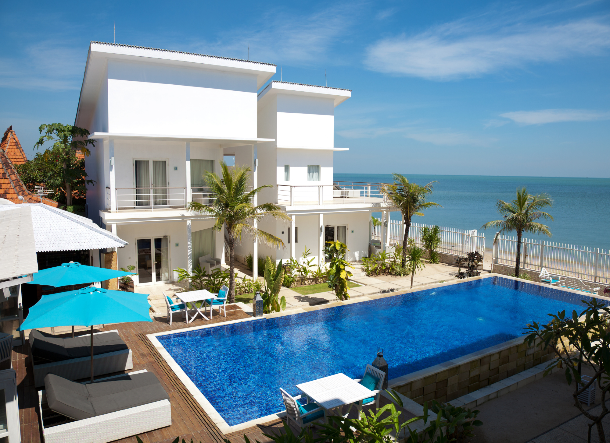 Luxury villa with pool and sea view in Corfu for sale.