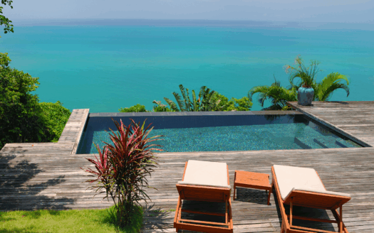 Luxury villa in Corfu with panoramic sea views and private pool.