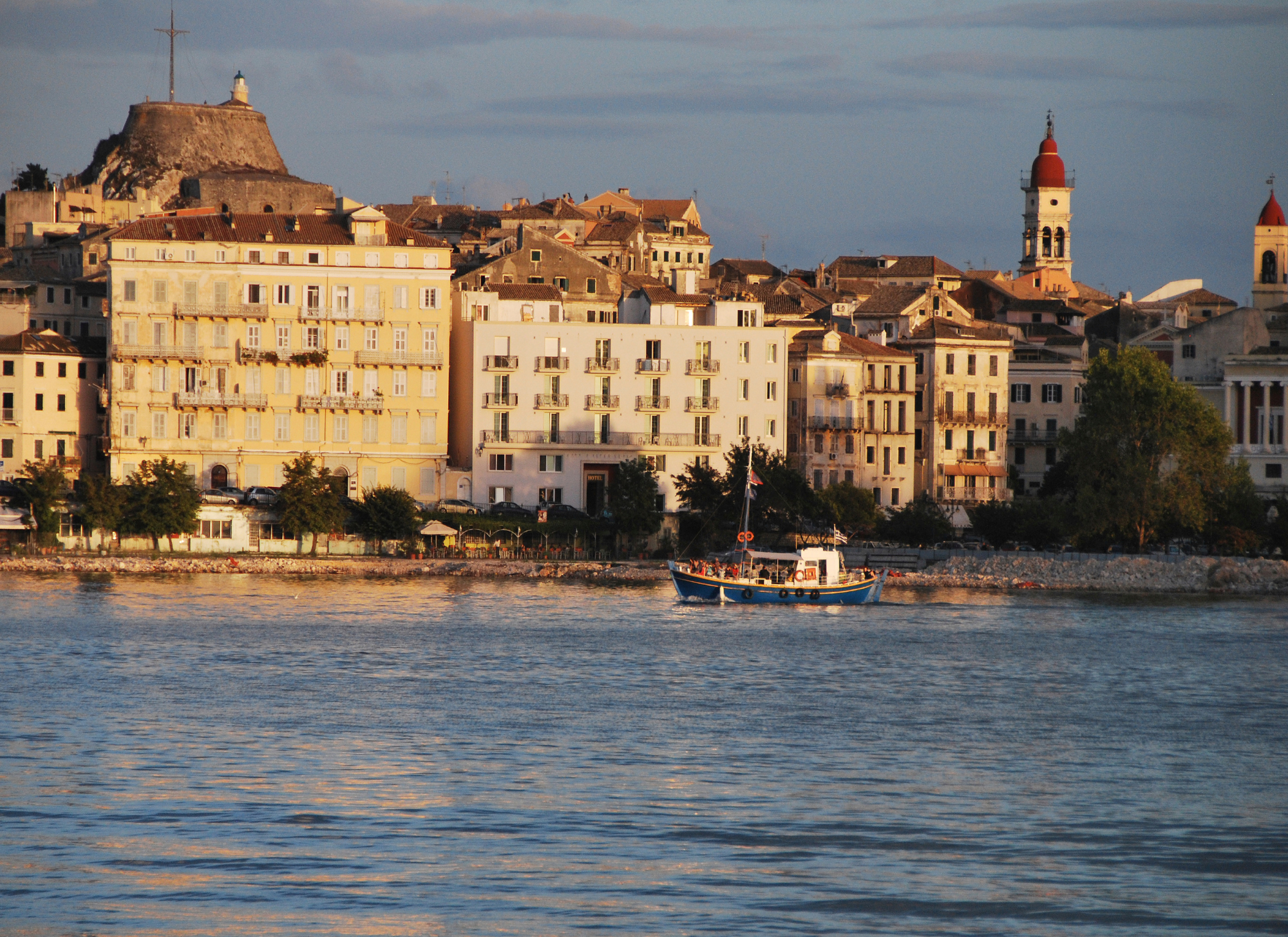 View of Corfu Old Town with historic buildings and narrow streets