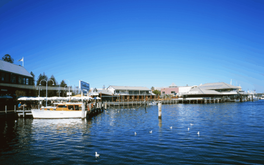 View of Gouvia Marina with boats and restaurants