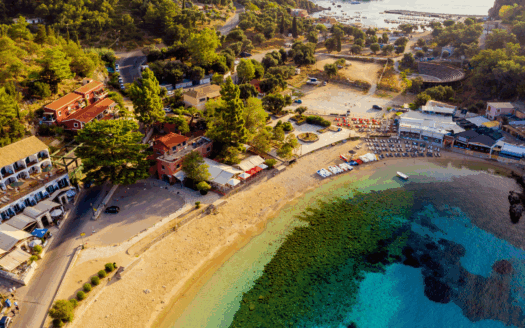 Corfu island beach during summer with sunny weather