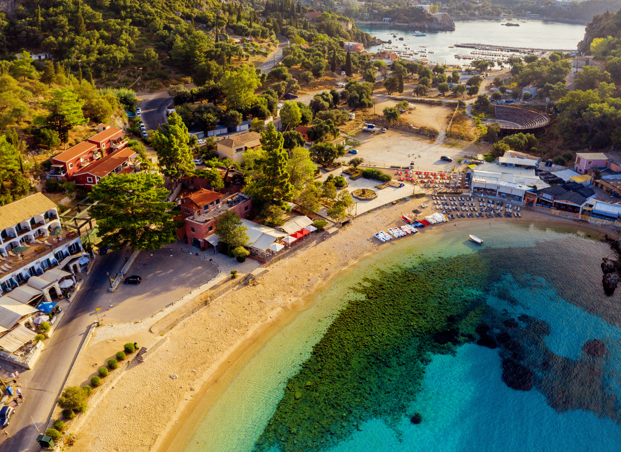 Corfu island beach during summer with sunny weather