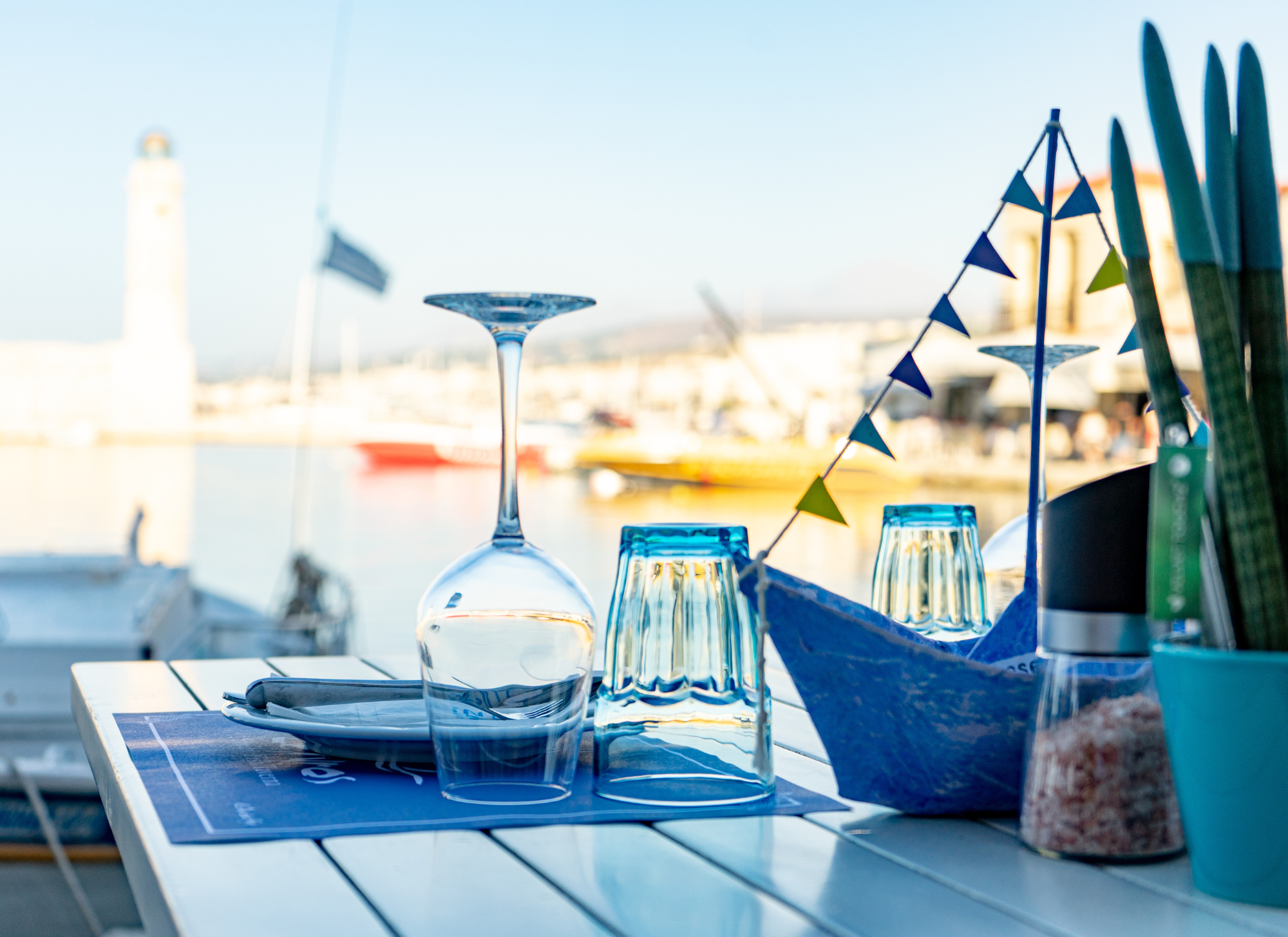Gouvia marina with yachts and waterfront restaurants